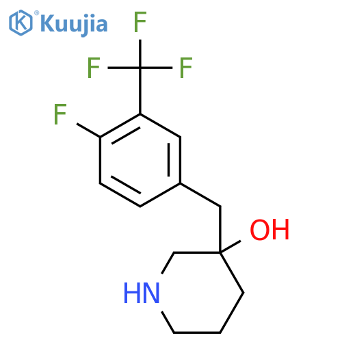 3-{4-fluoro-3-(trifluoromethyl)phenylmethyl}piperidin-3-ol structure