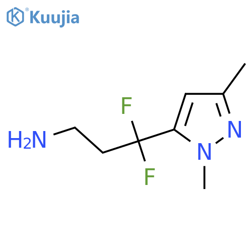 3-(1,3-dimethyl-1H-pyrazol-5-yl)-3,3-difluoropropan-1-amine structure