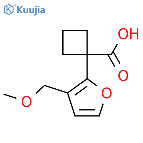 1-3-(methoxymethyl)furan-2-ylcyclobutane-1-carboxylic acid structure