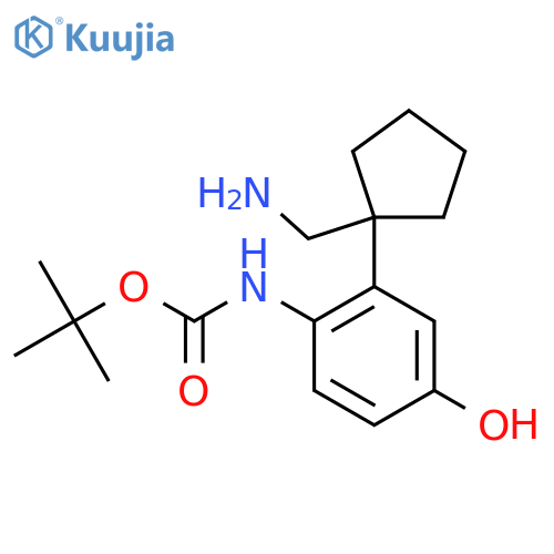 tert-butyl N-{2-1-(aminomethyl)cyclopentyl-4-hydroxyphenyl}carbamate structure
