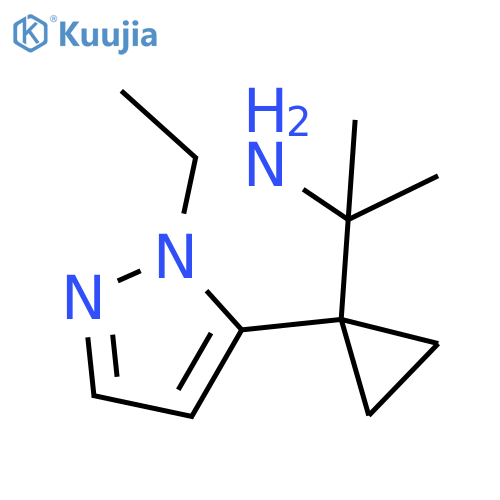 2-1-(1-ethyl-1H-pyrazol-5-yl)cyclopropylpropan-2-amine structure