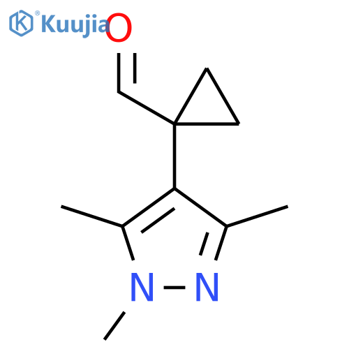 1-(trimethyl-1H-pyrazol-4-yl)cyclopropane-1-carbaldehyde structure