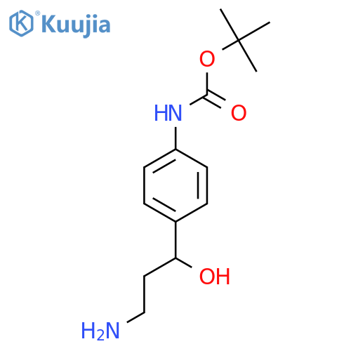tert-butyl N-4-(3-amino-1-hydroxypropyl)phenylcarbamate structure