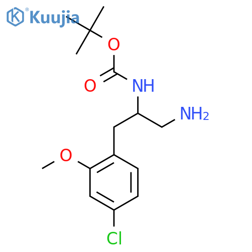 tert-butyl N-1-amino-3-(4-chloro-2-methoxyphenyl)propan-2-ylcarbamate structure