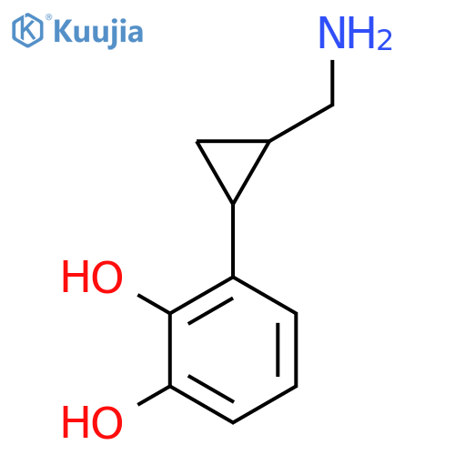 3-2-(aminomethyl)cyclopropylbenzene-1,2-diol structure