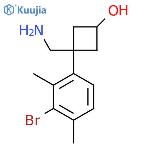 3-(aminomethyl)-3-(3-bromo-2,4-dimethylphenyl)cyclobutan-1-ol structure