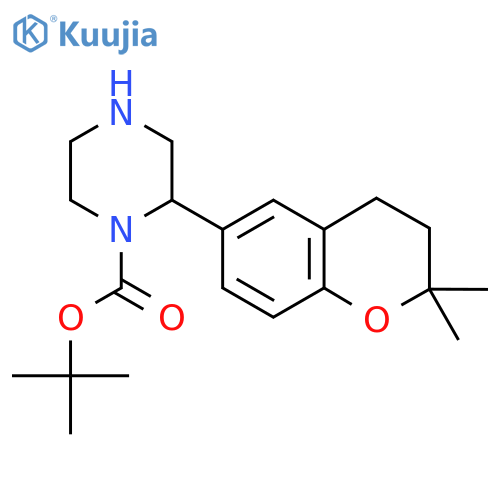 tert-butyl 2-(2,2-dimethyl-3,4-dihydro-2H-1-benzopyran-6-yl)piperazine-1-carboxylate structure