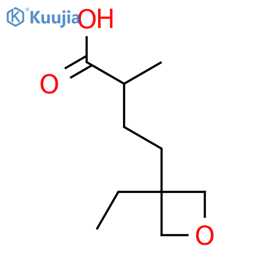 4-(3-ethyloxetan-3-yl)-2-methylbutanoic acid structure