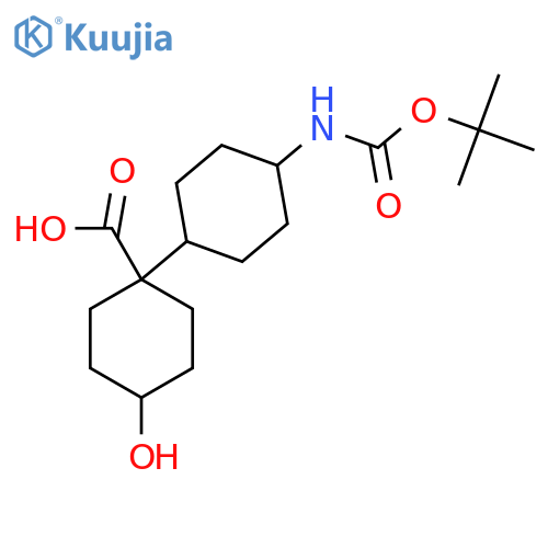 1-(4-{(tert-butoxy)carbonylamino}cyclohexyl)-4-hydroxycyclohexane-1-carboxylic acid structure
