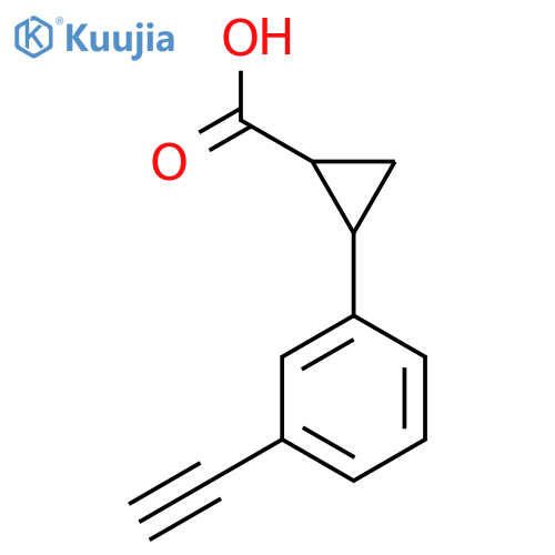 2-(3-ethynylphenyl)cyclopropane-1-carboxylic acid structure