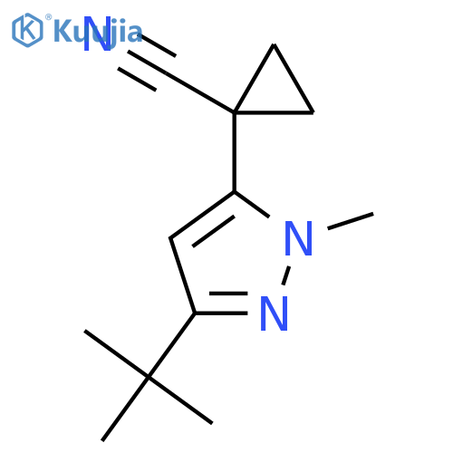 1-(3-tert-butyl-1-methyl-1H-pyrazol-5-yl)cyclopropane-1-carbonitrile structure