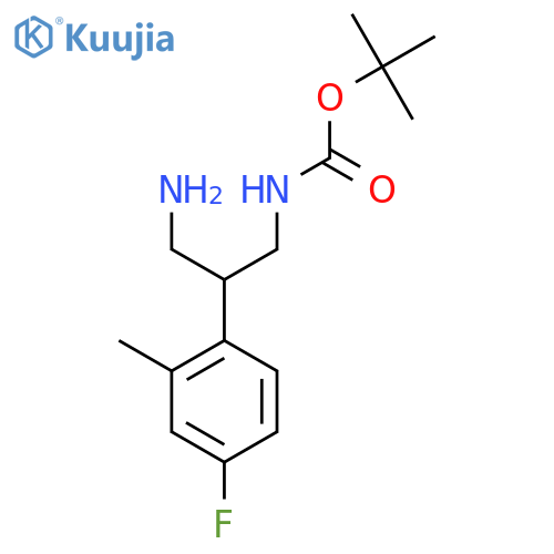 tert-butyl N-3-amino-2-(4-fluoro-2-methylphenyl)propylcarbamate structure