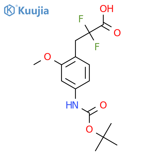 3-(4-{(tert-butoxy)carbonylamino}-2-methoxyphenyl)-2,2-difluoropropanoic acid structure