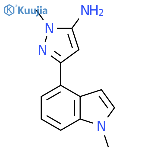 1-methyl-3-(1-methyl-1H-indol-4-yl)-1H-pyrazol-5-amine structure