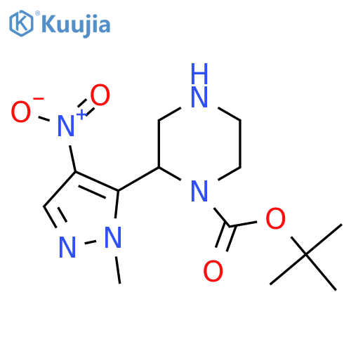 tert-butyl 2-(1-methyl-4-nitro-1H-pyrazol-5-yl)piperazine-1-carboxylate structure