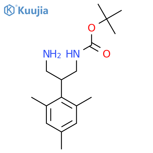 tert-butyl N-3-amino-2-(2,4,6-trimethylphenyl)propylcarbamate structure
