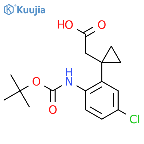 2-1-(2-{(tert-butoxy)carbonylamino}-5-chlorophenyl)cyclopropylacetic acid structure