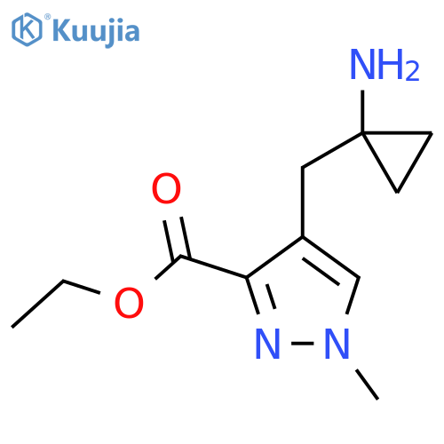 ethyl 4-(1-aminocyclopropyl)methyl-1-methyl-1H-pyrazole-3-carboxylate structure