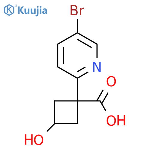 1-(5-bromopyridin-2-yl)-3-hydroxycyclobutane-1-carboxylic acid structure