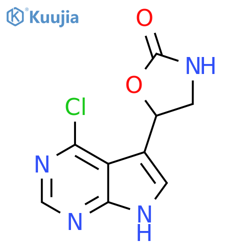 5-{4-chloro-7H-pyrrolo2,3-dpyrimidin-5-yl}-1,3-oxazolidin-2-one structure