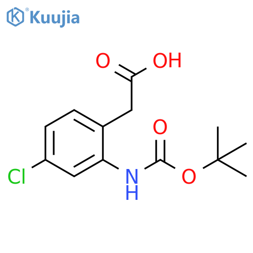 2-(2-{(tert-butoxy)carbonylamino}-4-chlorophenyl)acetic acid structure