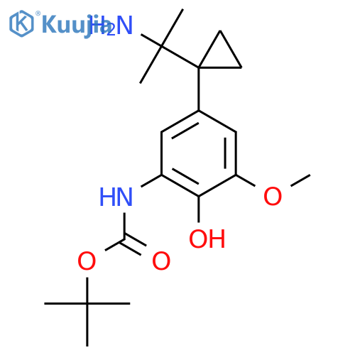 tert-butyl N-{5-1-(2-aminopropan-2-yl)cyclopropyl-2-hydroxy-3-methoxyphenyl}carbamate structure