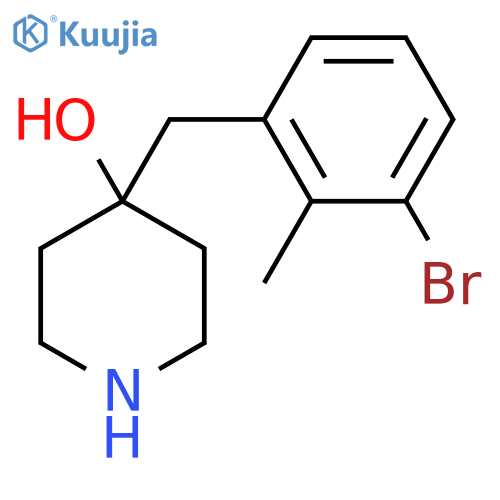 4-(3-bromo-2-methylphenyl)methylpiperidin-4-ol structure