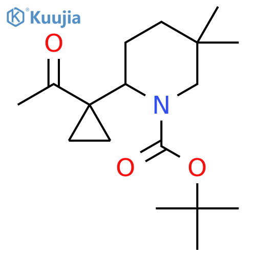 tert-butyl 2-(1-acetylcyclopropyl)-5,5-dimethylpiperidine-1-carboxylate structure