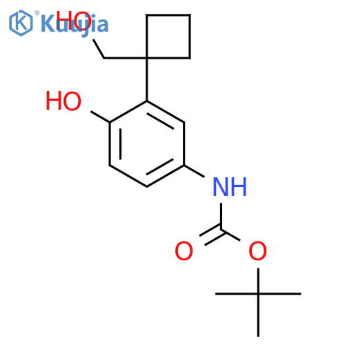tert-butyl N-{4-hydroxy-3-1-(hydroxymethyl)cyclobutylphenyl}carbamate structure