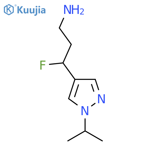 3-fluoro-3-1-(propan-2-yl)-1H-pyrazol-4-ylpropan-1-amine structure