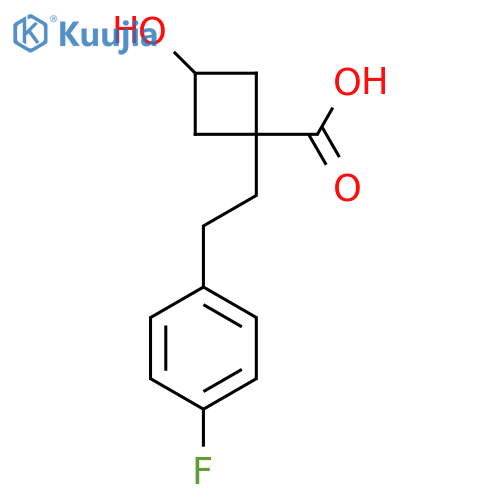 1-2-(4-fluorophenyl)ethyl-3-hydroxycyclobutane-1-carboxylic acid structure