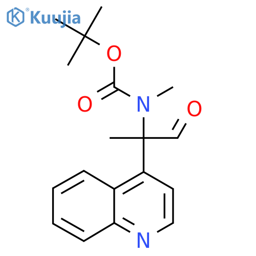 tert-butyl N-methyl-N-1-oxo-2-(quinolin-4-yl)propan-2-ylcarbamate structure