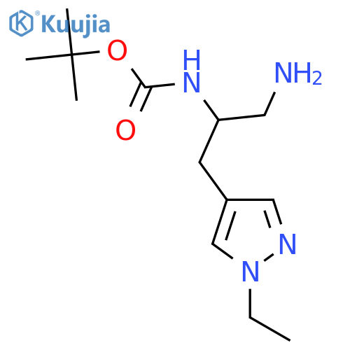 tert-butyl N-1-amino-3-(1-ethyl-1H-pyrazol-4-yl)propan-2-ylcarbamate structure