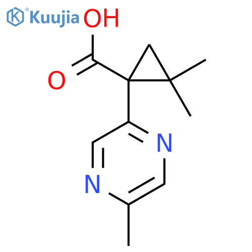 2,2-dimethyl-1-(5-methylpyrazin-2-yl)cyclopropane-1-carboxylic acid structure