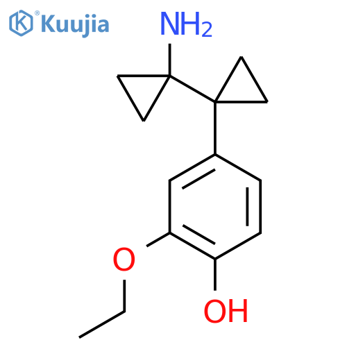 4-1-(1-aminocyclopropyl)cyclopropyl-2-ethoxyphenol structure