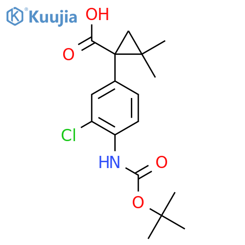 1-(4-{(tert-butoxy)carbonylamino}-3-chlorophenyl)-2,2-dimethylcyclopropane-1-carboxylic acid structure