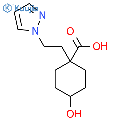 4-hydroxy-1-2-(1H-pyrazol-1-yl)ethylcyclohexane-1-carboxylic acid structure