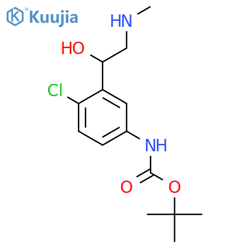 tert-butyl N-{4-chloro-3-1-hydroxy-2-(methylamino)ethylphenyl}carbamate structure
