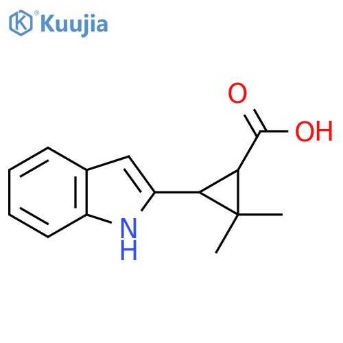 3-(1H-indol-2-yl)-2,2-dimethylcyclopropane-1-carboxylic acid structure