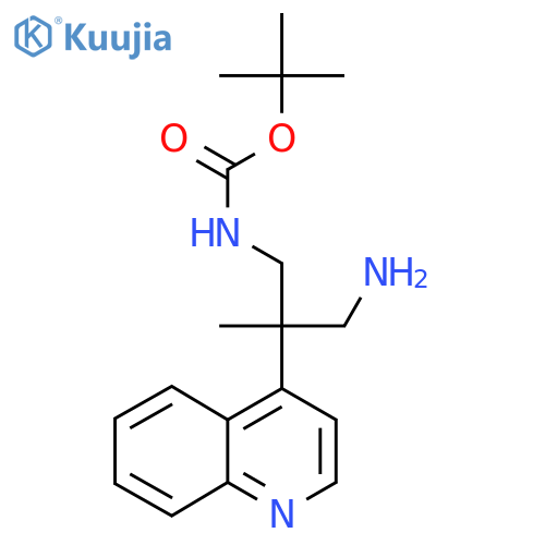 tert-butyl N-3-amino-2-methyl-2-(quinolin-4-yl)propylcarbamate structure