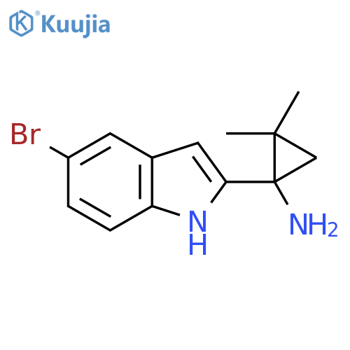 1-(5-bromo-1H-indol-2-yl)-2,2-dimethylcyclopropan-1-amine structure