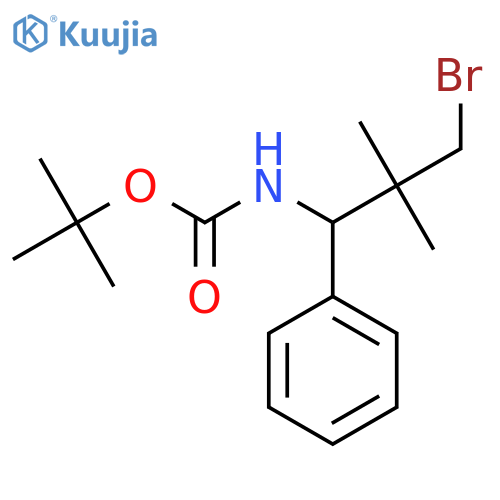 tert-butyl N-(3-bromo-2,2-dimethyl-1-phenylpropyl)carbamate structure