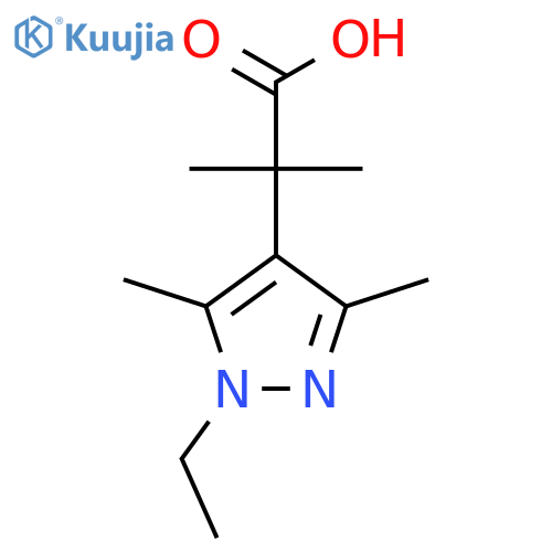 2-(1-ethyl-3,5-dimethyl-1H-pyrazol-4-yl)-2-methylpropanoic acid structure