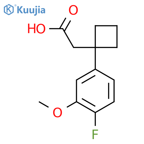 2-1-(4-fluoro-3-methoxyphenyl)cyclobutylacetic acid structure