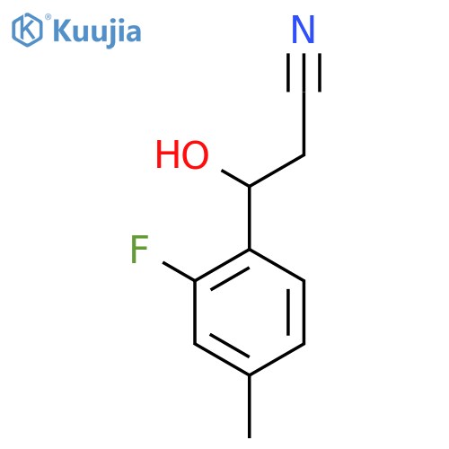 3-(2-fluoro-4-methylphenyl)-3-hydroxypropanenitrile structure