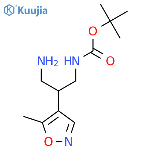 tert-butyl N-3-amino-2-(5-methyl-1,2-oxazol-4-yl)propylcarbamate structure