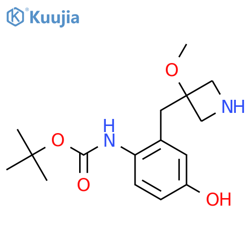 tert-butyl N-{4-hydroxy-2-(3-methoxyazetidin-3-yl)methylphenyl}carbamate structure