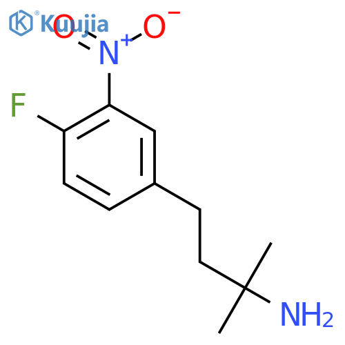 4-(4-fluoro-3-nitrophenyl)-2-methylbutan-2-amine structure