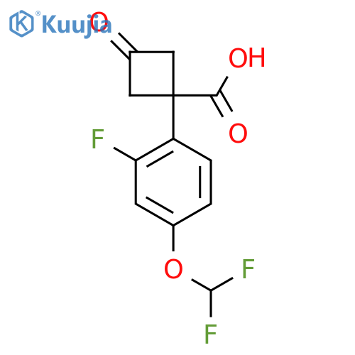1-4-(difluoromethoxy)-2-fluorophenyl-3-oxocyclobutane-1-carboxylic acid structure