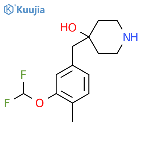 4-{3-(difluoromethoxy)-4-methylphenylmethyl}piperidin-4-ol structure